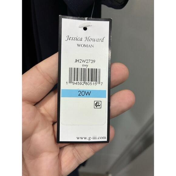 Jessica Howard Navy Chiffon Overlay Gown 20W Formal Evening Maxi Dress NWT - Picture 6 of 8